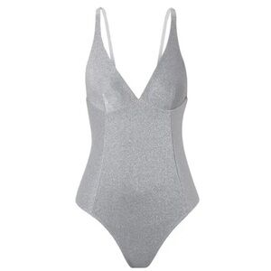 NWT Alix NYC Classon Silver Lame Bodysuit - Size Small